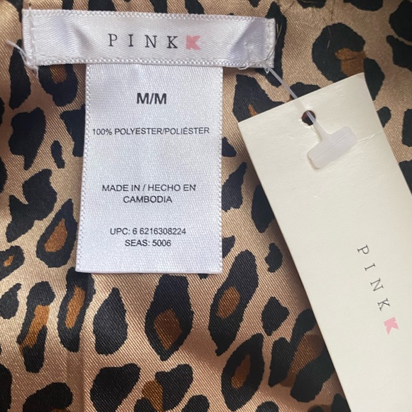 NWT Pink K  (KMART) Leopard long sleeve button down pajama top w pocket - Picture 3 of 7